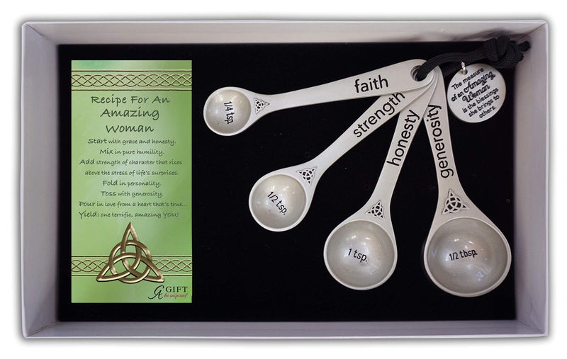 Abbey Gift Se Irish Amazing Woman Measuring Spoon Set Of 4 Gift Box W/Card, 3 9/16â€ to 4â€